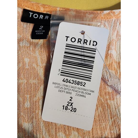 Torrid Babydoll Crinkle Gauze Tank Lotus Peach Bloom Size 2 NWT - Picture 3 of 5